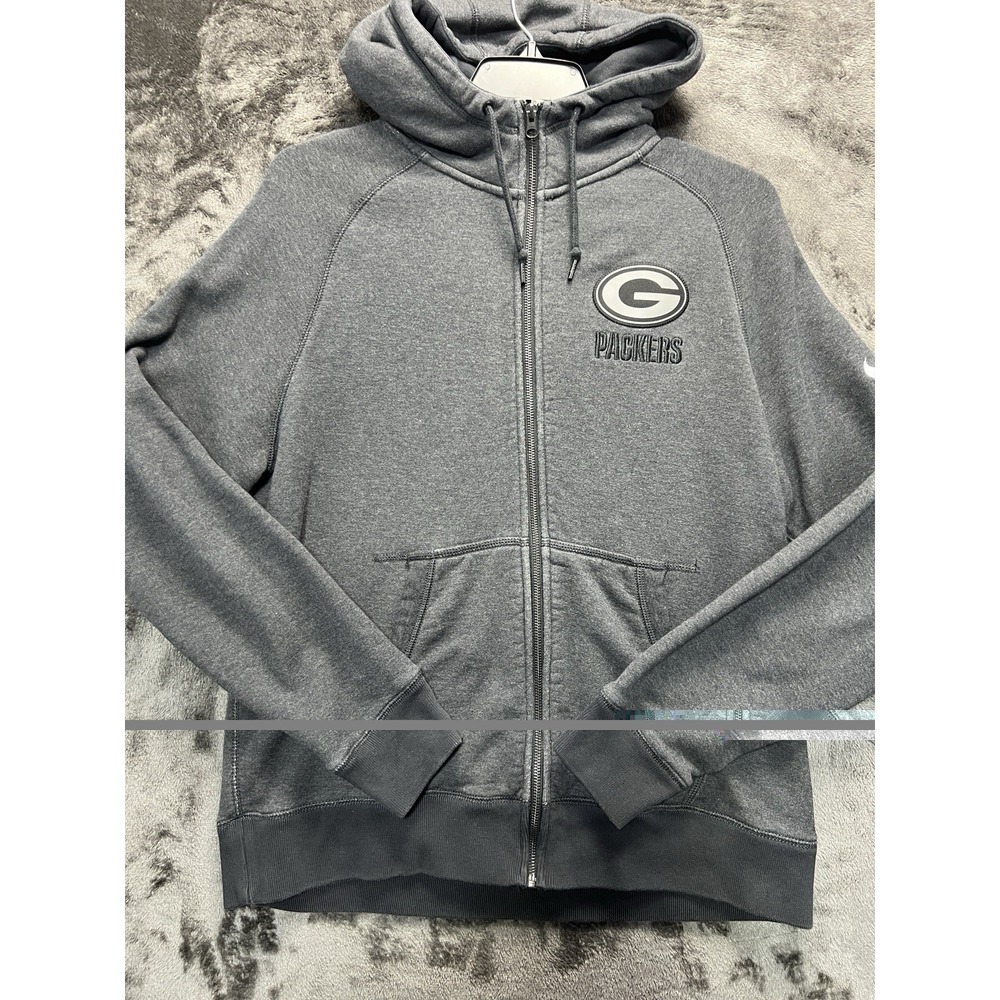 Nike Green Bay Packers Hoodie Men's XL Gray Full Zip NFL Sweatshirt